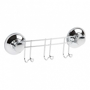 Планка-держатель на вакуумных присосках с 3 крючками Perfecto Linea Fix Lock 25x2,7x7 см 35-383240