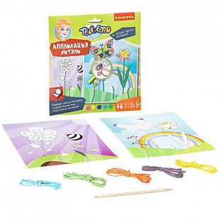 Набор для творчества Bondibon Аппликация нитями Цветочная поляна ВВ1856