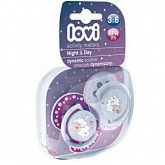Пустышка силиконовая LOVI Night&Day симметричной формы, динамическая, 3-6 мес., 2 шт. (22/810girl)