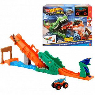 Игровой набор Hot Wheels Monster Trucks Crocodile Crash Challenge (JJN45)
