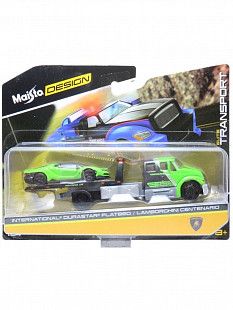 Эвакуатор игрушечный и машинка Maisto International DuraStar Flatbed & Lamborghini Centenario (15055)