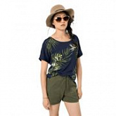 Футболка женская Jack Wolfskin Tropical Leaf T W midnight blue