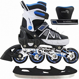 Коньки раздвижные Sundays PW-223B-90-1 Black /White/Blue