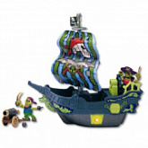 Игровой набор Keenway "Приключения пиратов. Битва за остров" (корабль с зелёным парусом, фигурки пиратов) 10755