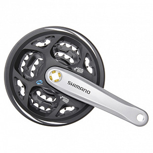 Шатун под квадрат Shimano AFCM311E222CS FC-M311 ACERA 42/32/22T с защитой silver ZSM70149