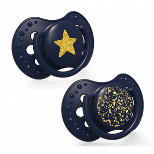 Пустышка силиконовая LOVI Stardust симметричной формы, динамическая, 6-18 мес., 2 шт. (22/894_blue)