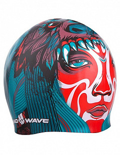 Шапочка для бассейна (плавания) взрослая Mad Wave Tribe Silicone Printed red/blue