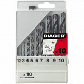 Набор сверл по металлу Diager 10 штук HSS Standard 752C