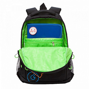 Рюкзак школьный GRIZZLY RU-136-2 /1 black/light green