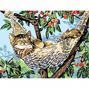 Набор красок для творчества с трафаретом для нанесения и кисточками Picasso Котенок в гамаке PC3040041