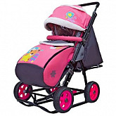 Санки-коляска Galaxy Snow City-1 Мишка со звездой EVA колеса pink