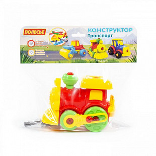 Конструктор-транспорт Полесье Паровозик 25шт 77134 Red