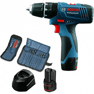 Аккумуляторная дрель-шуруповерт ударная Bosch GSB 120-LI + 2 набора сверл и бит 06019F3007