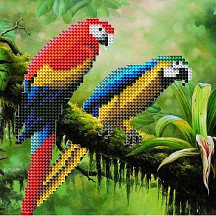 Алмазная мозаика Рыжий Кот Красивые попугаи ASN016