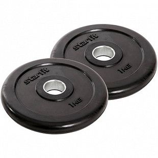 Диск обрезиненный Starfit Core BB-202 1 кг 2 шт стальная втулка black