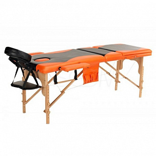 Массажный стол Body Fit складной 3-с деревянный black/orange