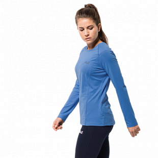 Футболка женская Jack Wolfskin Hollow Range Longsleeve Women zircon blue