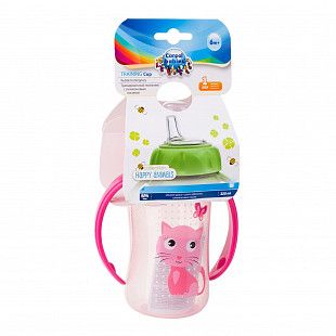 Поильник Canpol babies CUTE ANIMALS с ручками и силиконовым носиком 6м+ 320мл (56/512_pin) pink