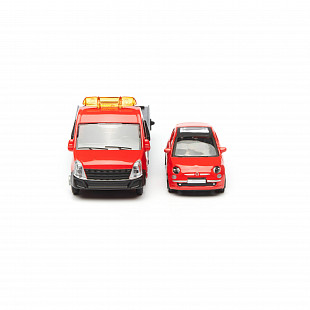 Масштабная модель автомобиля Bburago Street Fire Эвакуатор и Alfa Romeo MiTo 1:43 (18-31400) Black/Red