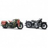 Набор мотоциклов Maisto 1:18 Harley Davidson 1942 WLA Flathead + 1948 FL Panhead 37301 (40'S)