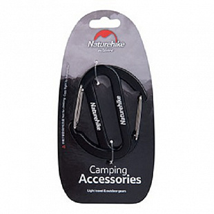 Карабин сувенирный Naturehike D Shape 6.5 см со скобой (2шт) Black