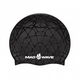 Шапочка для бассейна (плавания) взрослая Mad Wave Cobweb black