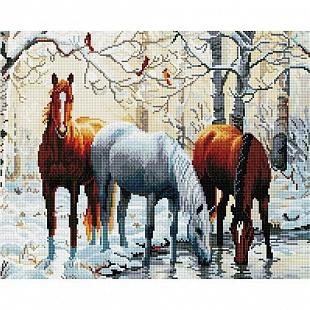 Алмазная мозаика Picasso "Зимой у водопоя" PD4050097