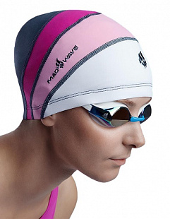 Шапочка для бассейна (плавания) взрослая Mad Wave Long Hairs Adult Lycra pink/white