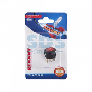 Выключатель клавишный круглый Rexant с подсветкой 06-0311-B