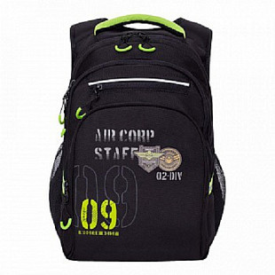 Рюкзак школьный GRIZZLY RB-050-2 /1 black/light green