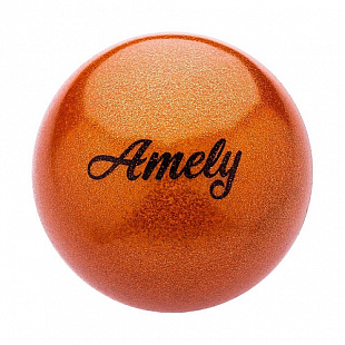 Мяч для художественной гимнастики Amely с блестками AGB-103 15 см orange