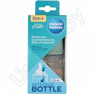 Антиколиковая бутылочка для кормления Canpol babies EasyStart Mountains с широким горлышком 120 мл., 0+ мес. (35/242_gre)