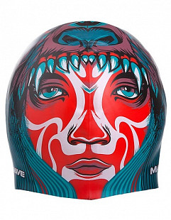 Шапочка для бассейна (плавания) взрослая Mad Wave Tribe Silicone Printed red/blue