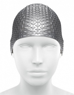 Шапочка для бассейна (плавания) женская Mad Wave Silicone Bubble silver