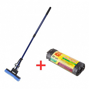 Швабра отжимная Perfecto Linea + Пакеты для мусора Formula, 35 л, 30 шт 43-192215/2