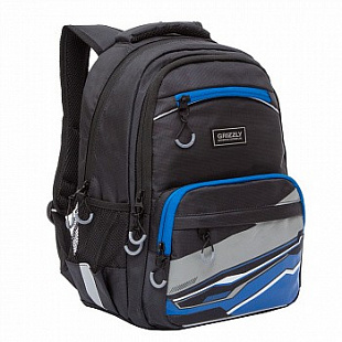 Рюкзак школьный GRIZZLY RB-054-2 /2 black/blue