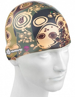 Шапочка для бассейна (плавания) взрослая Mad Wave Silicone Printed Melancholic khaki