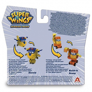 Мини-трансформеры 2 в 1 Super Wings Команда Строителей Донни и Скуп EU730002C