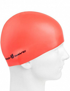 Шапочка для бассейна (плавания) взрослая Mad Wave Neon Silicone Solid red