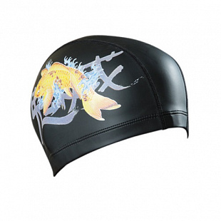 Шапочка для бассейна (плавания) взрослая Mad Wave Fish II PU Coated black