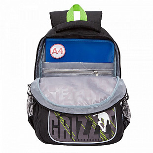 Рюкзак школьный GRIZZLY RB-152-2 /1 black/light green