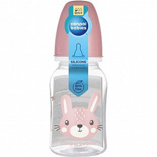 Бутылочка для кормления Canpol babies HAPPY ANIMALS с узким горлышком 120 мл., 0+ мес. (11/851) pink new