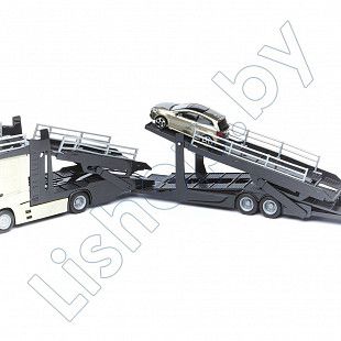 Автовоз Bburago Mercedes Benz Actros + машинка Bburago VW Polo GTI Mark 5 (18-31456/18-31458) beige