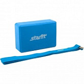 Комплект из блока и ремня для йоги Starfit FA-104 blue