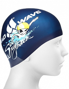 Шапочка для бассейна (плавания) детская Mad Wave C my back Junior black