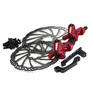 Тормоза дисковые механические Bengal MB700S передний и задний с роторами 160мм red ZTB10196