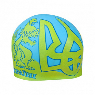 Шапочка для бассейна (плавания) взрослая Mad Wave UKRAINE blue/yellow