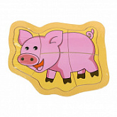 Пазл-рамка деревянная Рыжий Кот Поросенок ИД-0026