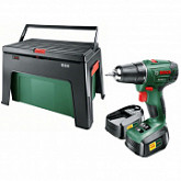 Аккумуляторная дрель-шуруповерт Bosch PSR 1800 LI-2 + ящик для инструментов WorkBox 06039A310P