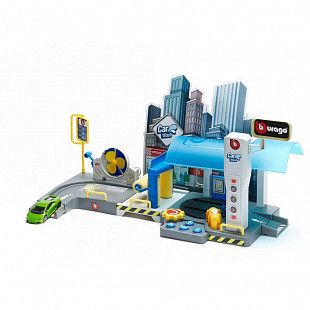 Игровой набор Bburago Street Fire Автомойка с машинкой (18-30406) green